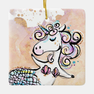 Ornement En Céramique Sirène de licorne