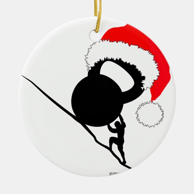 Ornement En Céramique Sisyphus Kettlebell Joyeux Noël (Devant)