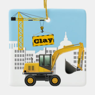 Ornement En Céramique Site de construction d'excavateur Personnaliser le