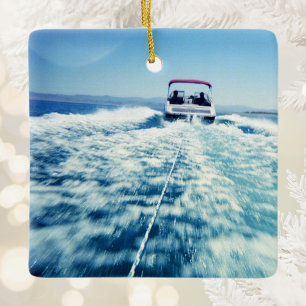 Ornement En Céramique Ski nautique derrière un bateau à grande vitesse