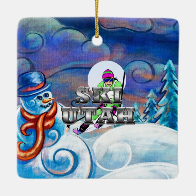 Ornement En Céramique Ski Utah de PIÈCE EN T (Dos)