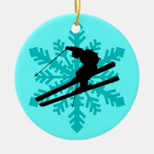 Ornement En Céramique skieur de flocon de neige
