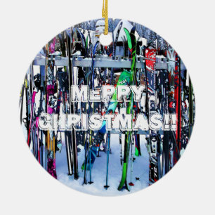 Ornement En Céramique Skis and Poles