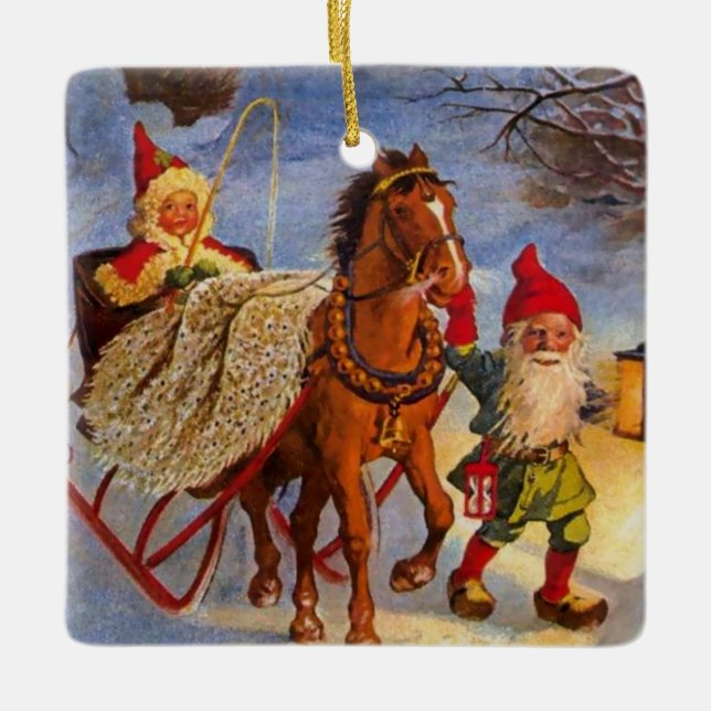 Ornement En Céramique "Sled Ride at Night" de Jenny Nystrom (Devant)