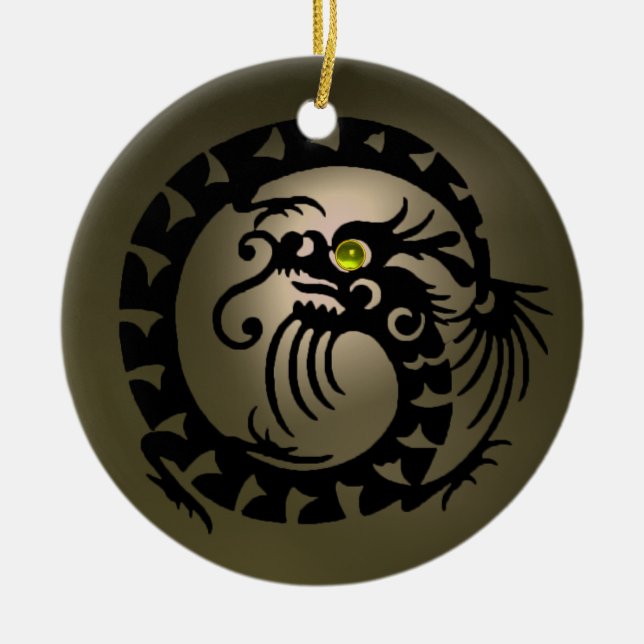 Ornement En Céramique SNAKE DRAGON Agate noir et gris (Devant)