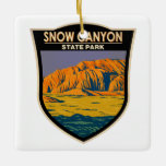 Ornement En Céramique Snow Canyon State Park Utah Vintage<br><div class="desc">Design artistique du parc d'état de Snow Canyon. Le parc comprend un canyon sculpté dans le grès Navajo rouge et blanc des Montagnes rouges,  ainsi que le volcan éteint Père Noël Clara.</div>