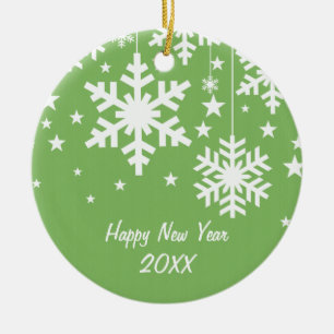 Ornement En Céramique Snowflakes et Stars Ornement, Vert