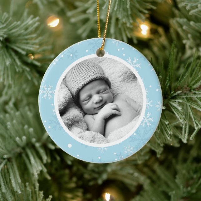 Ornement En Céramique Snowflakes Motif Photo Noël (Arbre)