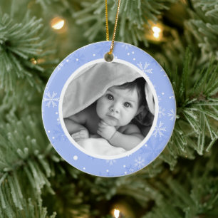 Ornement En Céramique Snowflakes Motif Photo Noël