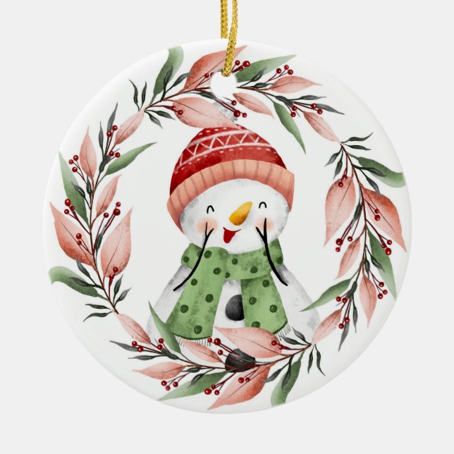 Ornement en céramique Snowman (Devant)