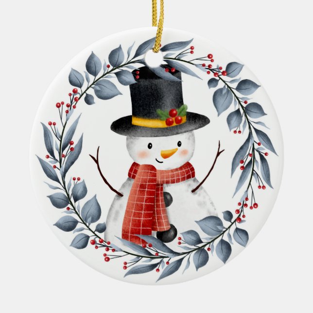 Ornement en céramique Snowman (Devant)