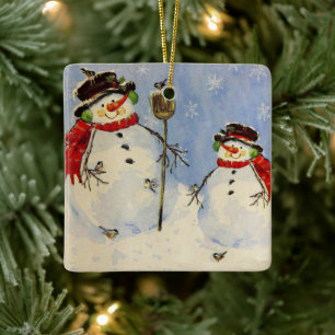 Ornement En Céramique Snowman et son