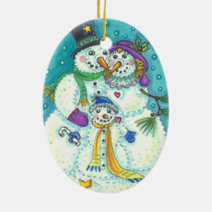 Ornement En Céramique Snowman Family CHRISTMAS ORNAMENT
