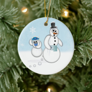 Ornement En Céramique Snowman Pose
