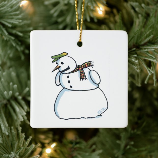 Ornement En Céramique Snowman square ceramic ornament (Arbre)