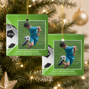 Ornement En Céramique Soccer Football Photo Personalized