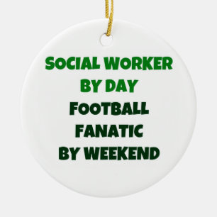 Ornement En Céramique Social Worker by Day Football Fanatic par Weekend
