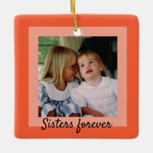 Ornement En Céramique Soeurs Orange Deux Tons Cadre Ornament Photo