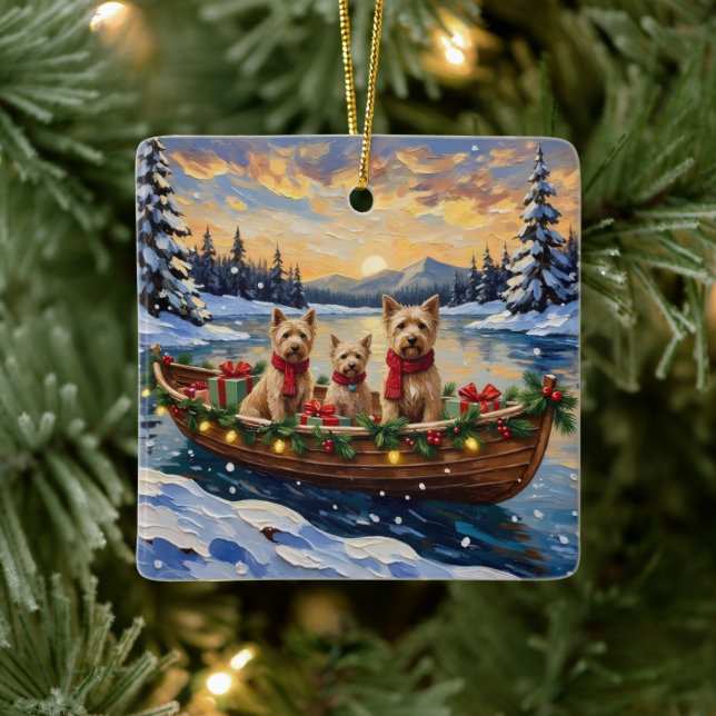 Ornement En Céramique Soft Coated Wheaten Terrier Christmas Boat Holiday (Arbre)