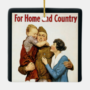 Ornement En Céramique Soldat patriotique vintage pour l'emprunt de la li