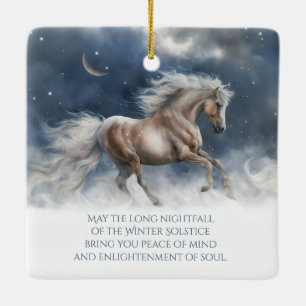 Ornement En Céramique Solstice d'hiver Bénédiction Cheval neige Croissan