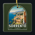 Ornement En Céramique Sorrente Italie Travel Art Vintage<br><div class="desc">Sorrento design de déplacement vectoriel rétro. Perché au sommet de falaises qui séparent la ville de ses marinas animées,  il est connu pour ses vues panoramiques sur l'eau et Piazza Tasso,  un carré bordé de cafés.</div>
