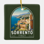 Ornement En Céramique Sorrente Italie Travel Art Vintage<br><div class="desc">Sorrento design de déplacement vectoriel rétro. Perché au sommet de falaises qui séparent la ville de ses marinas animées,  il est connu pour ses vues panoramiques sur l'eau et Piazza Tasso,  un carré bordé de cafés.</div>