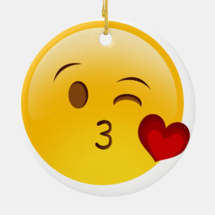 Ornement En Céramique Soufflez Noël en céramique double face d'emoji d