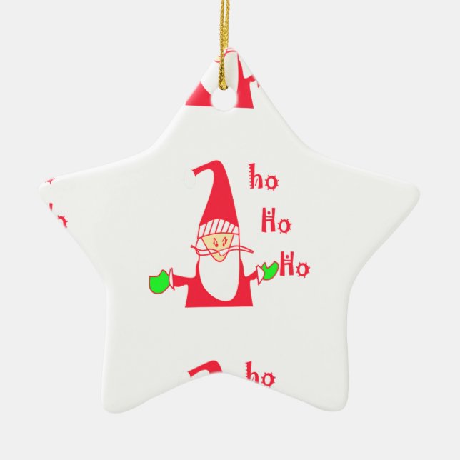 Ornement En Céramique Souris caricature amusante Collection Père Noël. (Devant)