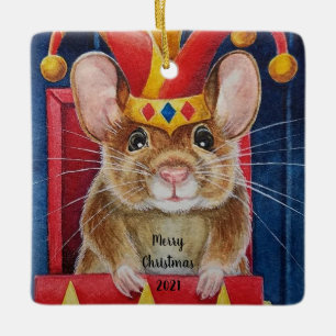 Ornement En Céramique Souris Jester Jester Jester dans une boîte Art