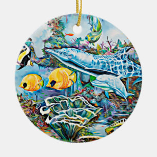 Ornement En Céramique Sous l'ornement de Noël d'océan de créatures de
