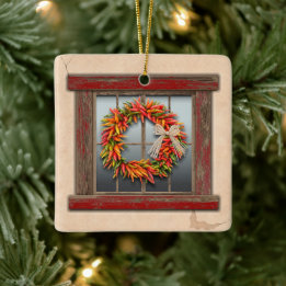 Ornement En Céramique Southwest Festive Chile Wreath Window Personalized