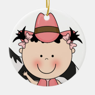 Ornement En Céramique Souvenir occidental de sourire doux de cow-girl de