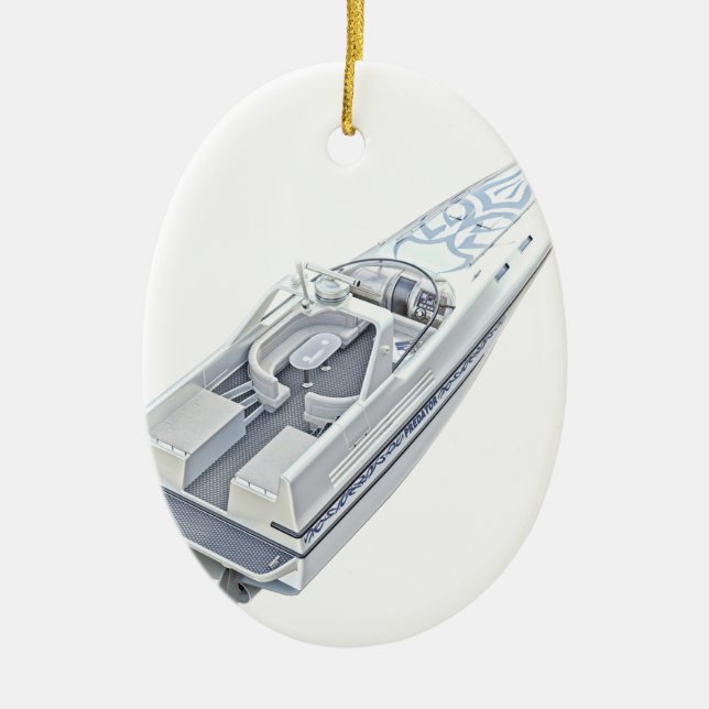 Ornement En Céramique Speed Boat depuis en haut (Devant)