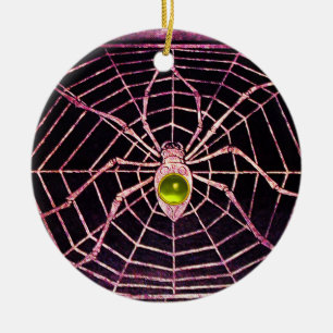 Ornement En Céramique SPIDER ET WEB Jaune Topaz Noir