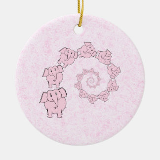 Ornement En Céramique Spirale des éléphants roses. Fond rose