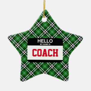 Ornement En Céramique Sports Bonjour Mon nom est COACH Tag Team Holiday