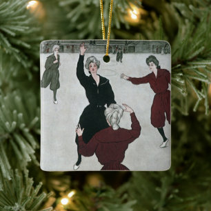 Ornement En Céramique Sports vintages, Joueuses de basket-ball féminin e