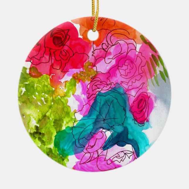 Ornement En Céramique Spring Flowers watercolour abstract (Devant)