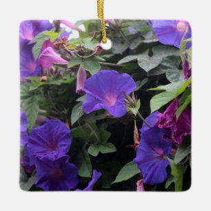 Ornement En Céramique Spring Morning Glories en bleu