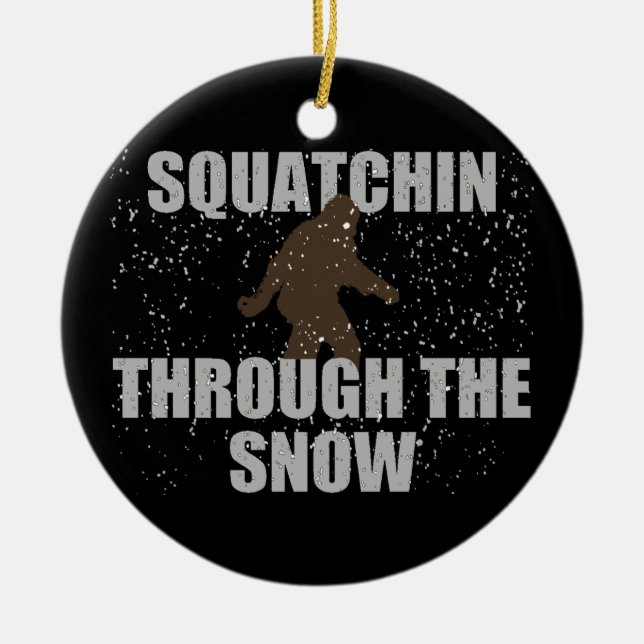 Ornement En Céramique Squatchin par l'ornement de Sasquatch de neige (Devant)