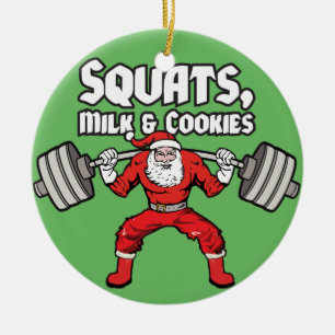 Ornement En Céramique Squats, Lait et Cookies - Père Noël