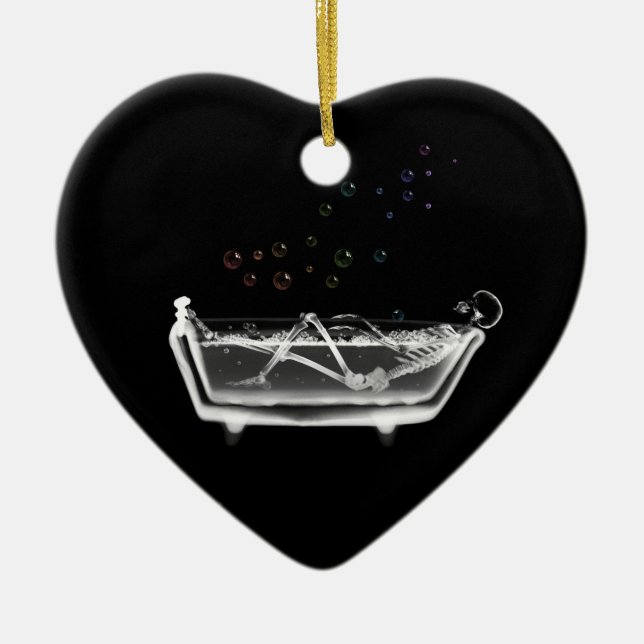 Ornement En Céramique Squelette de rayon X de baignoire - bulles (Devant)