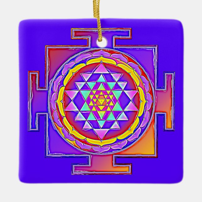 Ornement En Céramique Sri Yantra - Symbole hindouiste Design 1 (Devant)