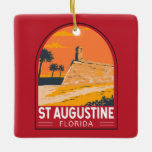 Ornement En Céramique St Augustine Florida Travel Art Vintage<br><div class="desc">Art vectoriel saint Augustin. St. Augustine est une ville sur la côte nord-est de la Floride. Elle prétend être la plus vieille ville des États-Unis.</div>