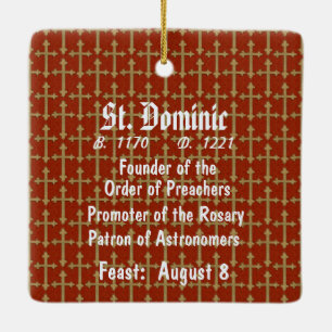 Ornement En Céramique St. Dominic de Guzman (BK 011) Sq. Rouge