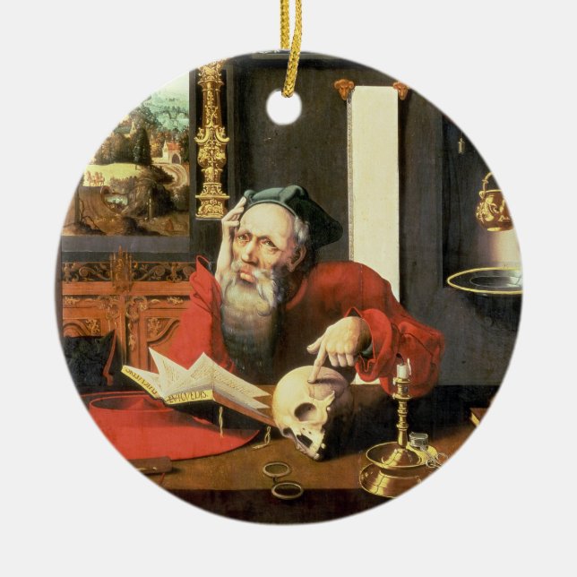 Ornement En Céramique St Jerome dans son étude (Devant)