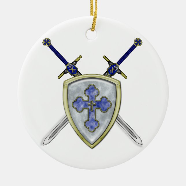 Ornement En Céramique St Michael - épées et bouclier (Devant)