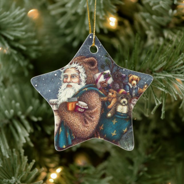 ORNEMENT EN CÉRAMIQUE ST. NICK DANS LA COUVERTURE TEDDY BEAR, NOËL TEDDI (Arbre)