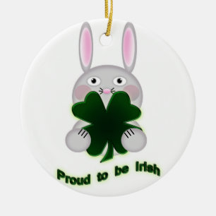 Ornement En Céramique St. Patricks Bunny Fier d'être Shamrock irlandais